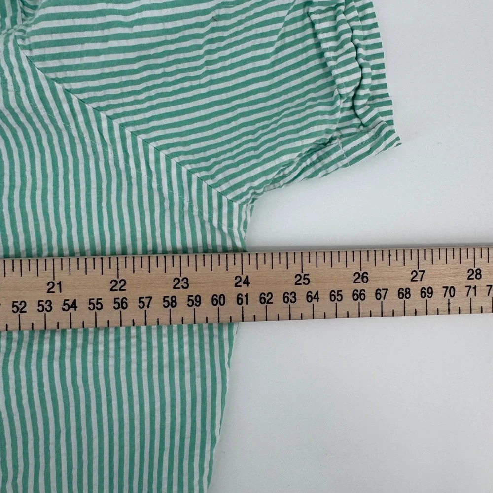 Polo Ralph Lauren Mens XL Custom Fit Green White Striped Seersucker Shirt SS